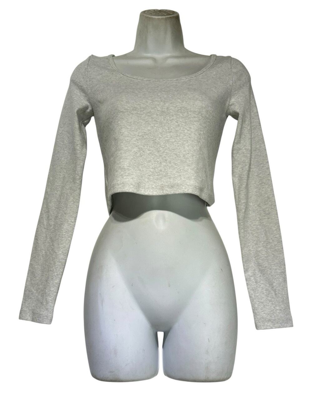 Sunday Best Aritzia Women’s Size XS Gray Long Sleeve Crop Top Scoop Neck